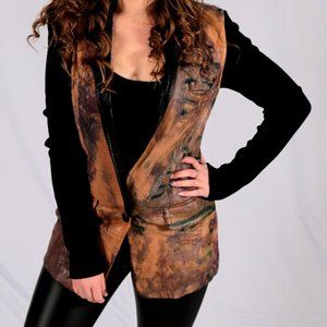 Leather blazer Motorcycle Jacket Blazer green gray tan purple black beige small